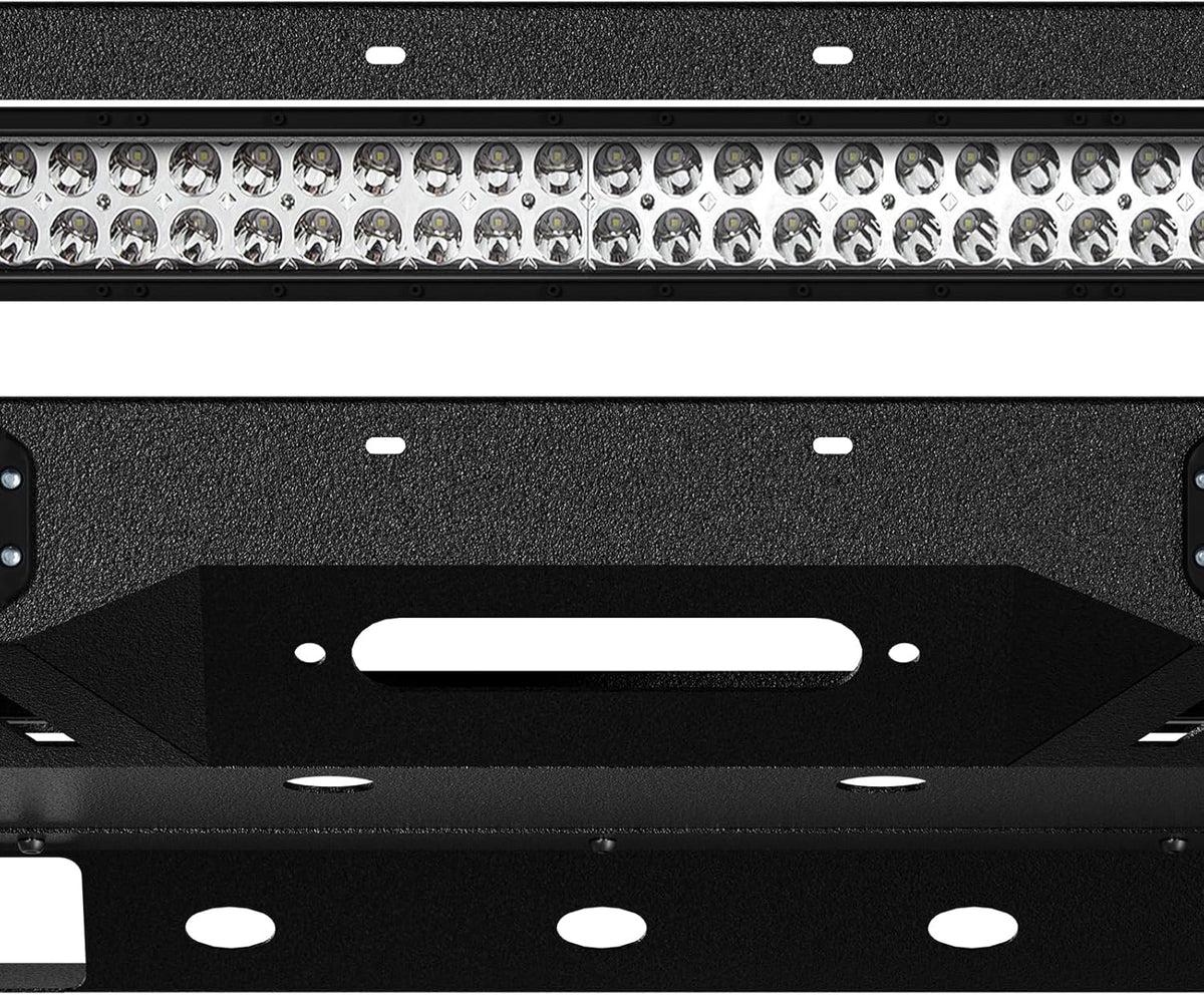 for Tacoma 3rd Gen Stubby Front Bumper Compatible with 2016 2017 2018 2019 2020 2021 2022 2023 Toyota Tacoma with Skid Plate, Winch Plate, License Plate Frame, LED Lights & D-rings, Black