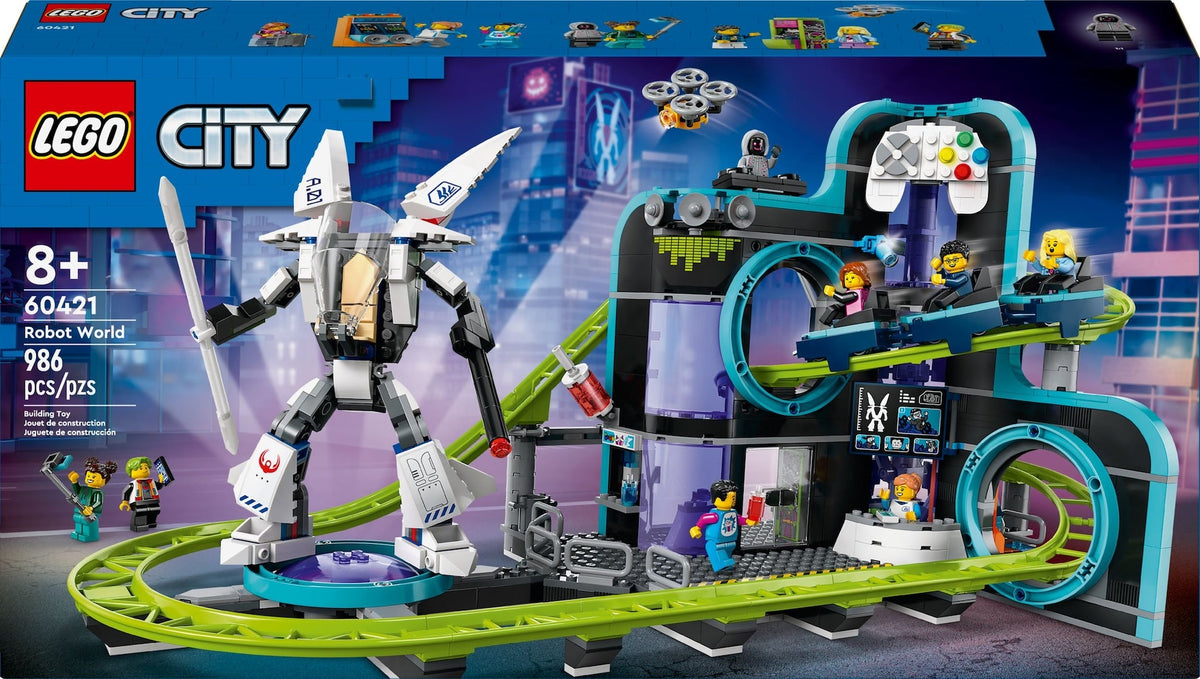 LEGO City Robot World Roller-Coaster Park Building Set - 60421, 986-pcs, Ages 8+