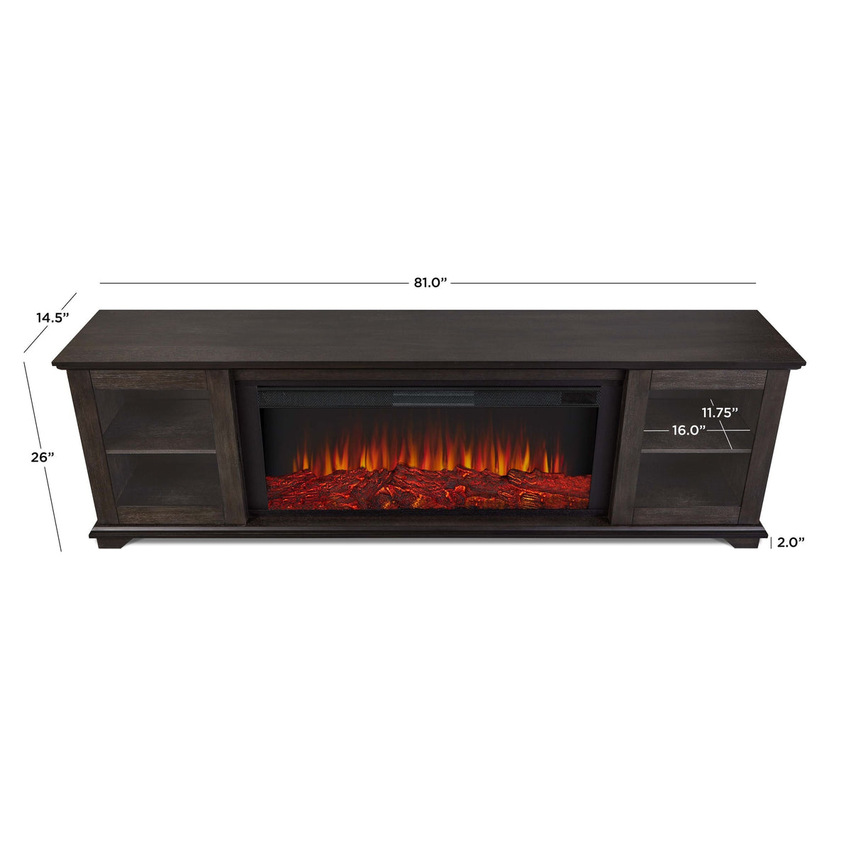Real Flame Benjamin Landscape Electric Fireplace TV Stand, 81-in, 1500W, Includes Remote Control, Weathered Wood