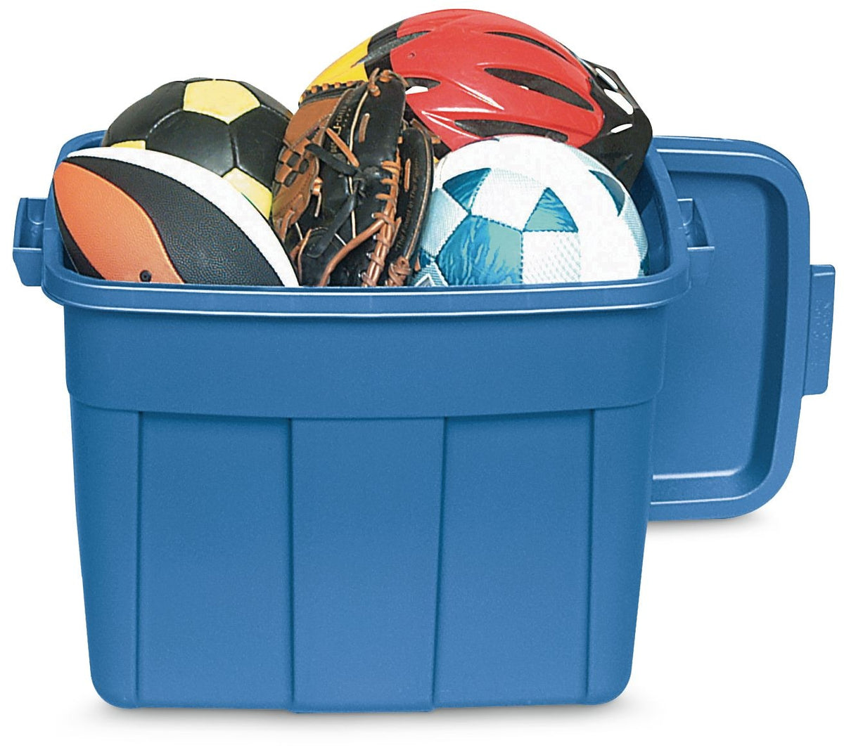 Rubbermaid Roughneck Stackable Storage Box with Lid, 68-L, Blue