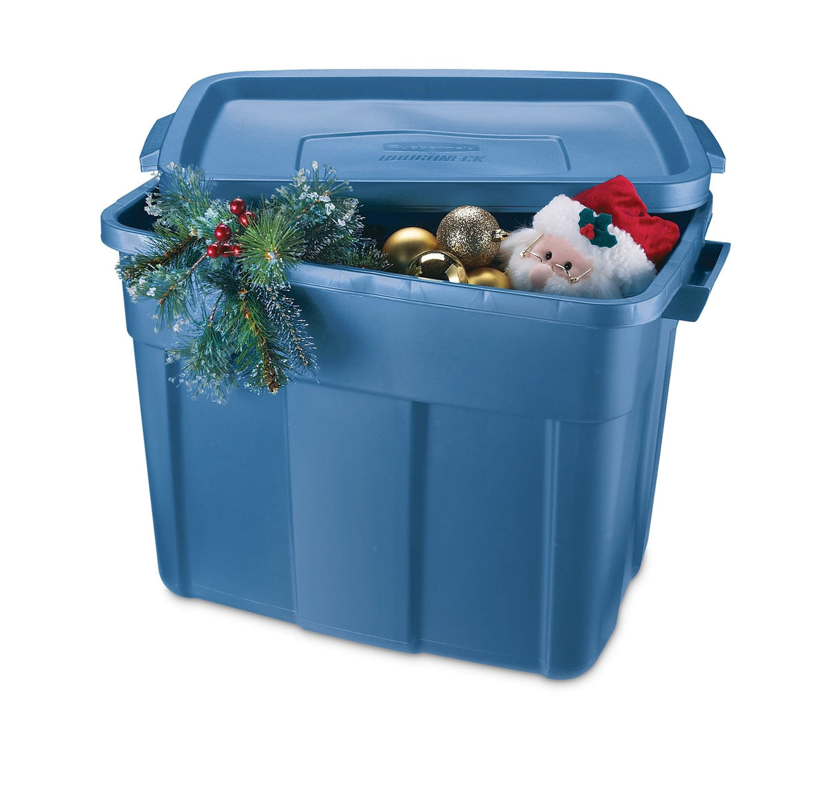 Rubbermaid Roughneck Stackable Storage Box with Lid, 68-L, Blue