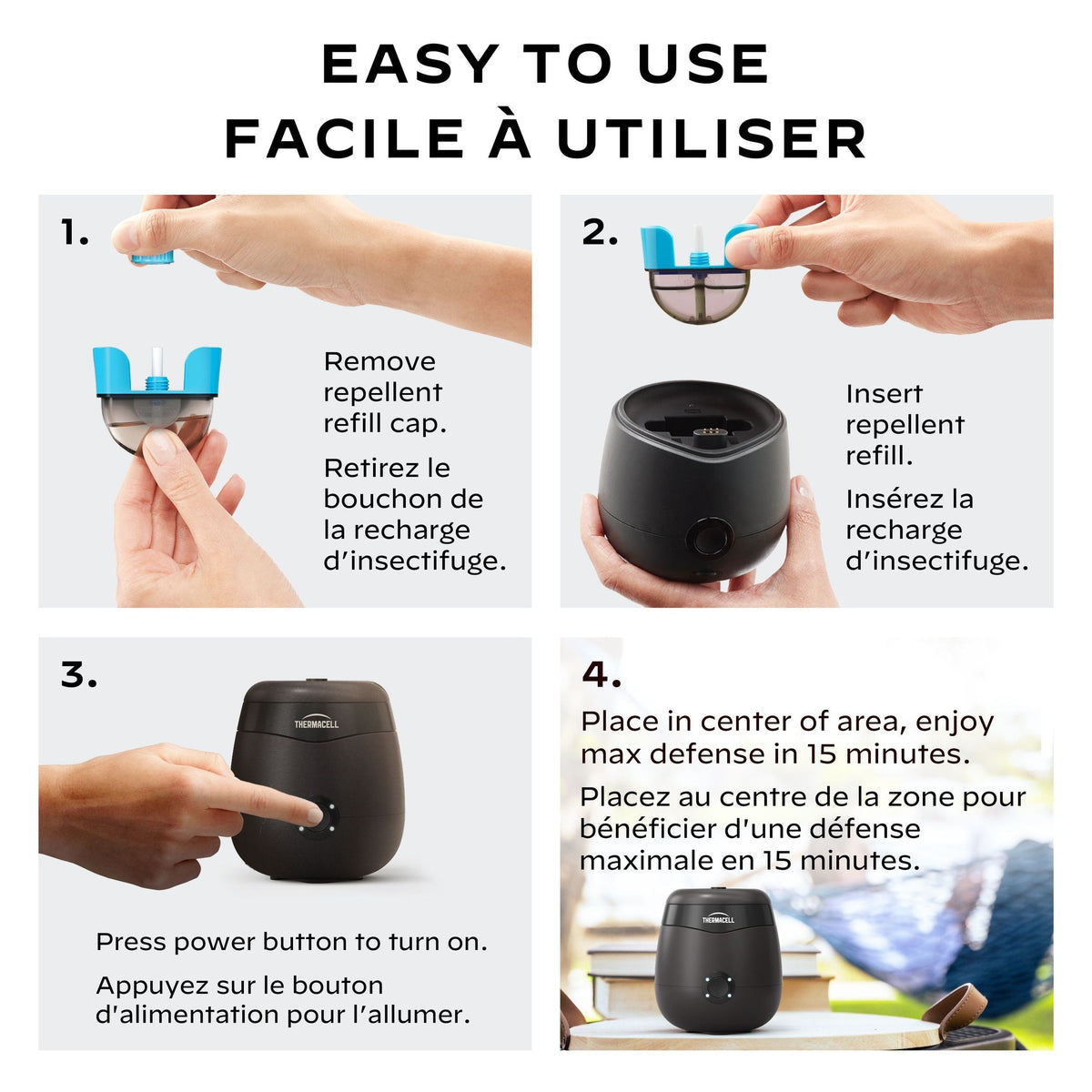Thermacell E-ZoneGuard Patio Rechargeable Mosquito Repeller with 12-Hr Refill and 5.5-Hr Battery, Charcoal