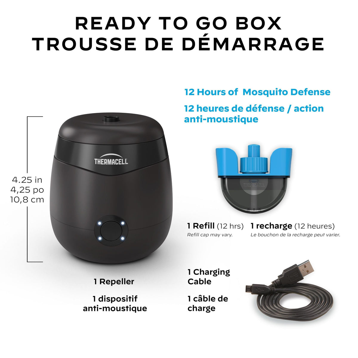 Thermacell E-ZoneGuard Patio Rechargeable Mosquito Repeller with 12-Hr Refill and 5.5-Hr Battery, Charcoal