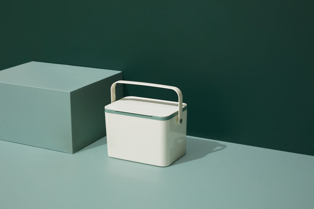 type A Plastic Rectangular Compost Bin, White, 4-L