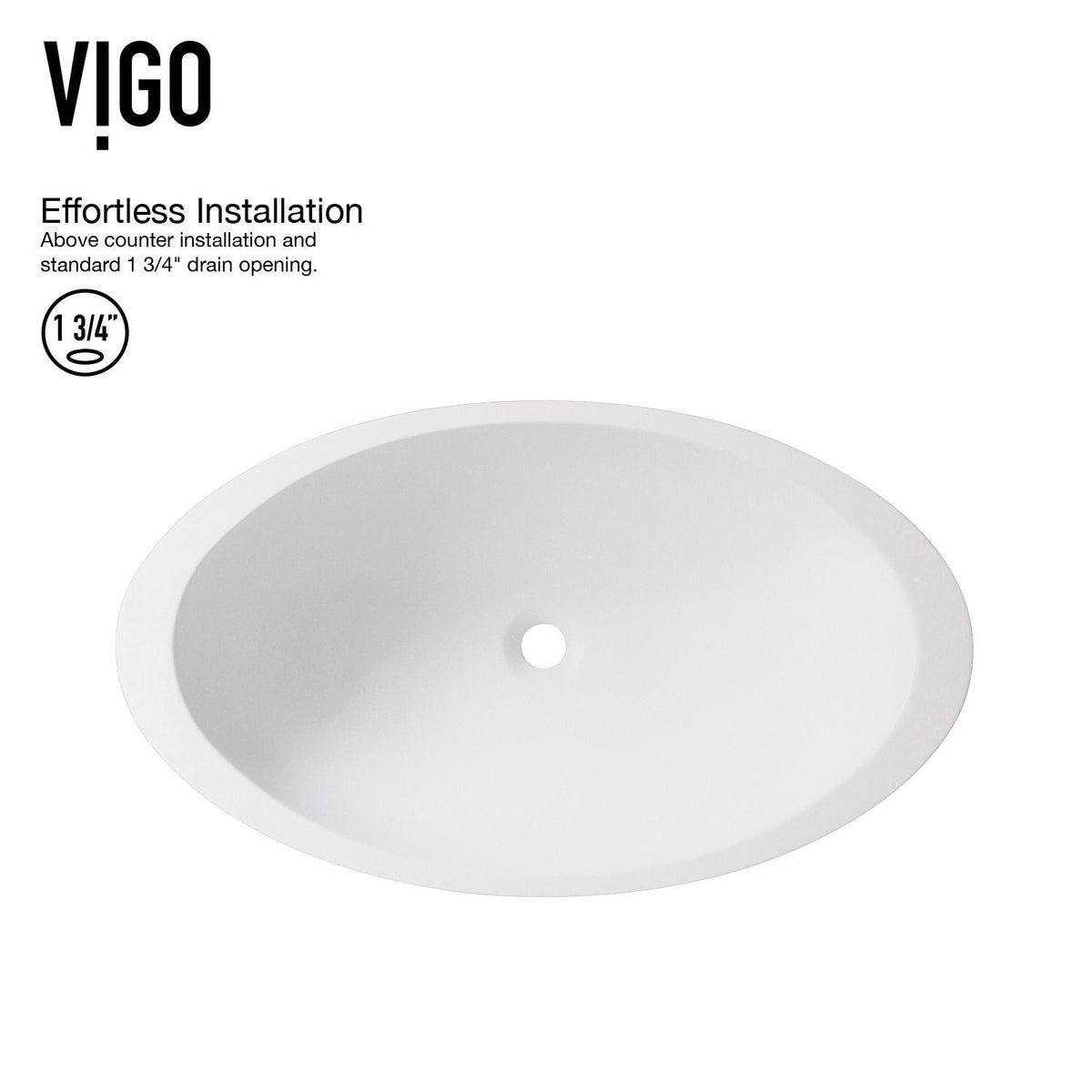 VIGO Wisteria MatteStone White Bathroom Sink/Basin Set with Amada Faucet and Oval Composite Vessel