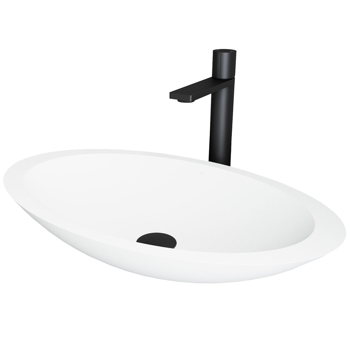 VIGO Wisteria MatteStone White Bathroom Sink/Basin Set with Gotham Faucet and Oval Composite Vessel