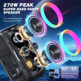 Peak Party Large Bluetooth Speaker - Maximum Volume Amplifier / 12 Custom Low-End Units / Up to 125 Decibels for 6.5-inch x 2 Low-End Speakers / Deepest Bass Effect, Large Portable Wireless Speaker, IPX5 Water Resistance Rating / Microphone Jack / RJ
