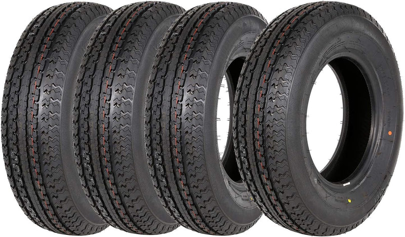 Set of 4 ST225/75R15 Radial Trailer Tire, ST225-75R15 ST 225/75R15, 10 Ply Load Range E, 117N N6