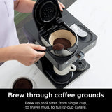 Italian espresso machine and coffee-making system, featuring three espresso brewing modes, supporting single-portion coffee and Nespresso capsules, with a built-in frother, capable of making Italian espresso, cappuccino and latte. Black style.