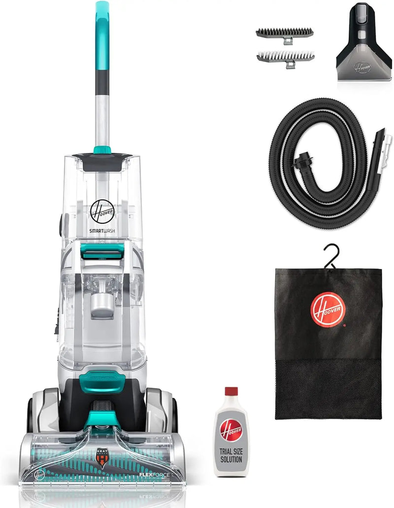 Hoover SmartWash Automatic Carpet Cleaner Machine, for Carpet and Upholstery, Deep Cleaning Carpet Shampooer, Carpet Deodorizer and Pet Stain Remover FH52000, Turquoise D0