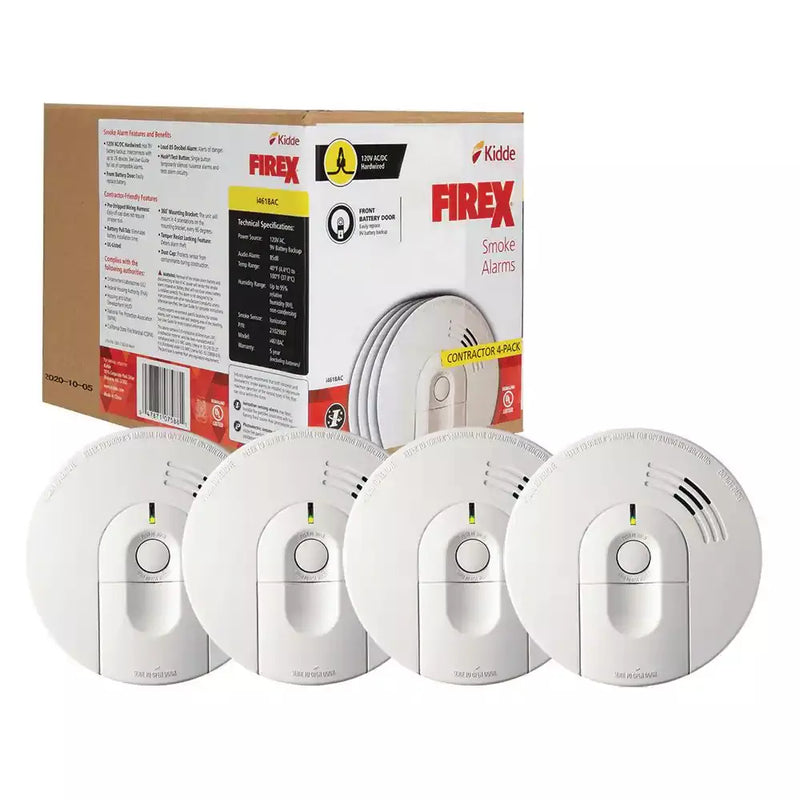 i4618 4-Pack Hardwired Smoke Alarm with Ionization Sensor, 120V AC, 9V Battery Backup B0