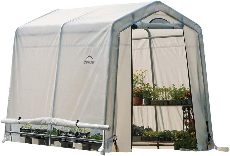 0 feet x 10 feet "GrowIT" Green House - Built-in Simple Greenhouse. It features a sleek design, a high ceiling design, an outdoor planting room with easy access, and is equipped with a transparent waterproof cover. F8