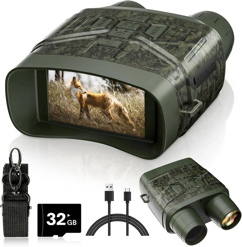Night Vision Goggles - 4K Night Vision Binoculars with 5000mAh Rechargeable Battery, 32GB TF Card can Save Photo and Video, 3'' HD Screen for Camping & Security, Black Y6