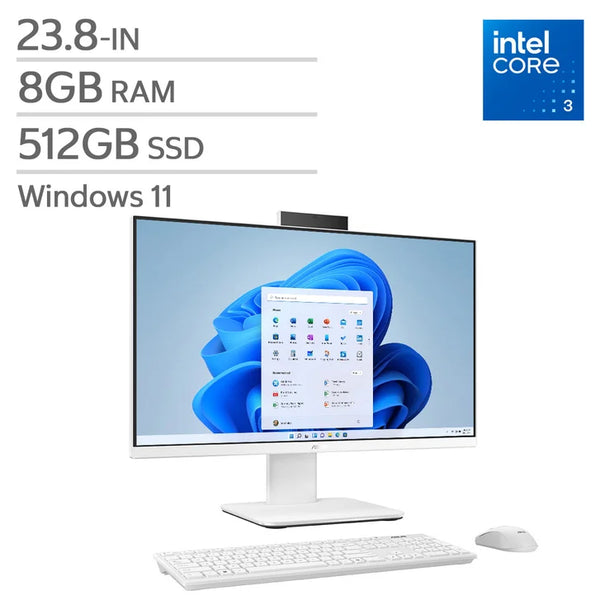ASUS 23.8-in All-in-One Desktop, Intel Core i3-1315U - 8GB RAM, 512 GB SSD Y7