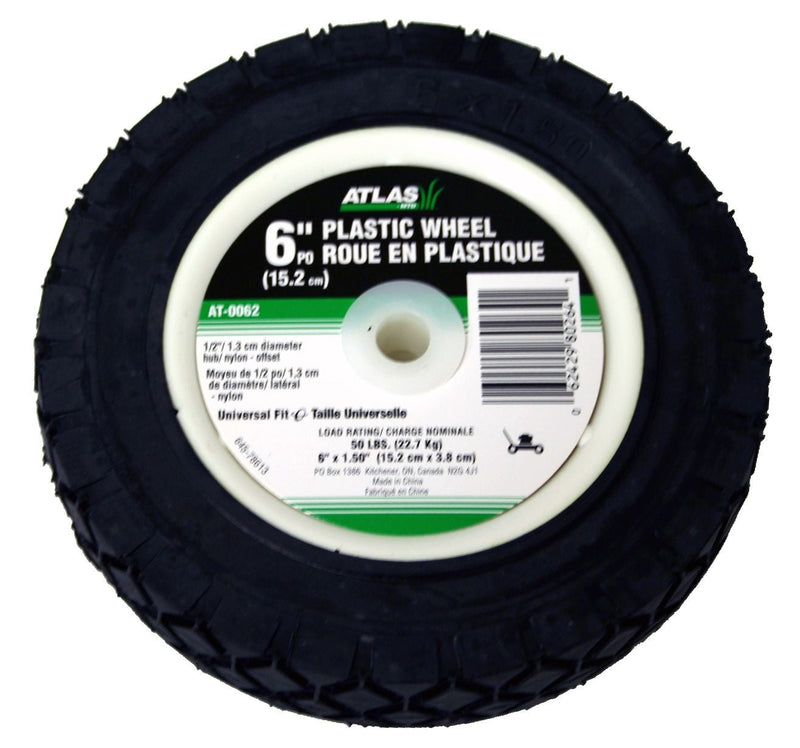 Atlas Lawn Mower Replacement Wheel, Wide Tread, 6-in x 1.5-in C5