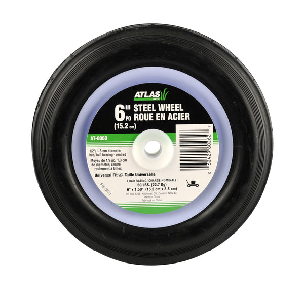 Atlas Steel Mower Wheel with Ball Bearings, 6-in F1