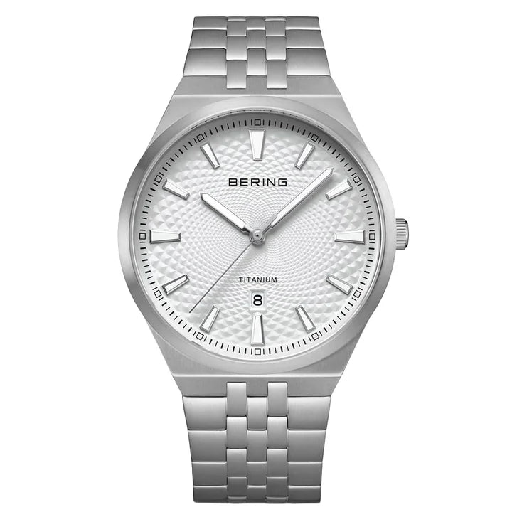 Bering Titanium White Silver-tone Guilloche Dial Men's Watch B4