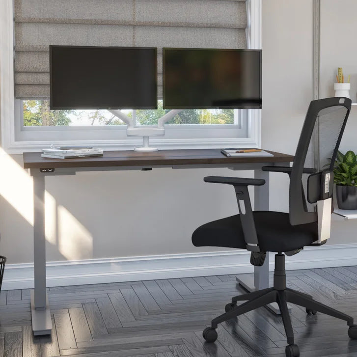 Bestar Upstand 61 cm x 122 cm (24 in. x 48 in.) Height Adjustable Desk with Dual Monitor Arm L6
