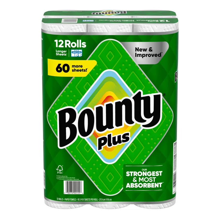 Bounty Plus Paper Towel, 12 x 91 Sheets M0