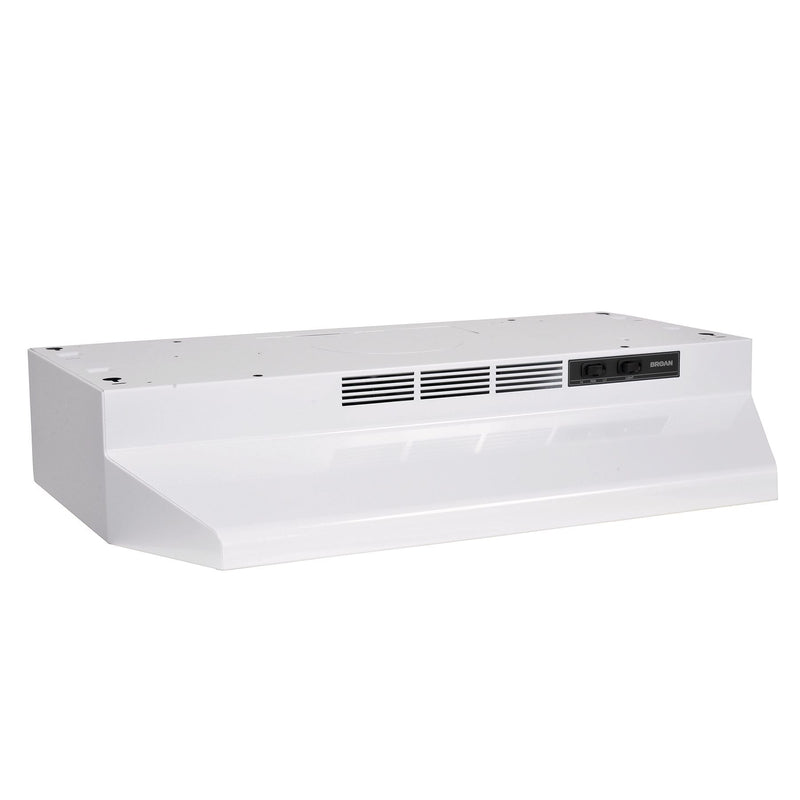 Broan BU2 Series 230CFM Under Cabinet Kitchen Exhaust Fan Range Hood, White, 24-in W0