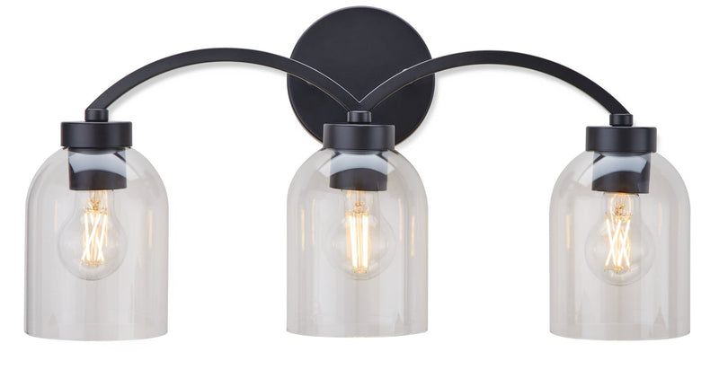 Canvas Bentbrook 3-Light Vanity with Glass Shade, Black M5