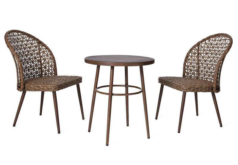 CANVAS Grayling Wicker Outdoor Patio Chat Set with Padded Cushions, Brown, 3-pc Z4