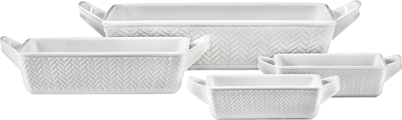 CANVAS Stoneware Bakeware Set, White, Assorted Sizes, 4-pc H8