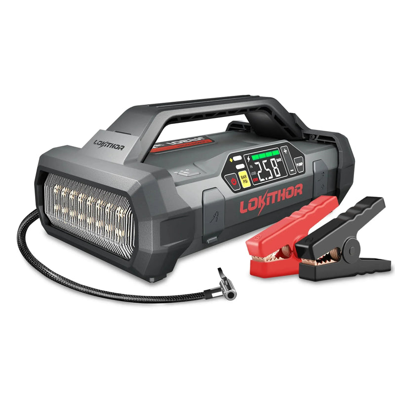 Starter with Air Compressor, 1500Amp 12V Portable Car Battery Booster Pack for Upto 7.0L Gas or 4.5L Diesel, 150 PSI Tire Inflator with Digital Screen, 24 Months Ultra-Long Standby A7