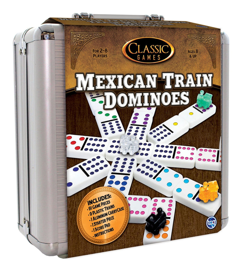 Classic Games Mexican Train Dominos Game Set In Aluminum Carrying Case, Ages 8+ A2
