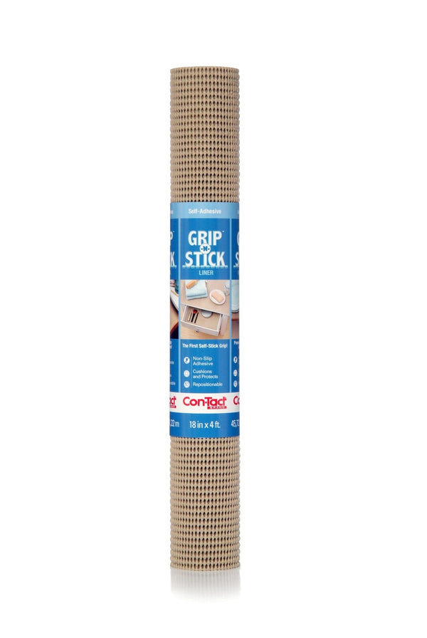 Con-Tact Grip-N-Stick Removable Adhesive Non-Slip Shelf/Drawer Liner, Taupe, 18-in x 4-ft R3