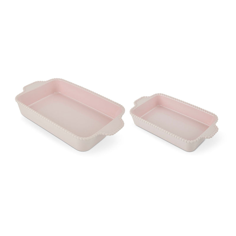 Core Kitchen Nested Bead Rectangular Bake Dish Set, Pink, 2-pc S7