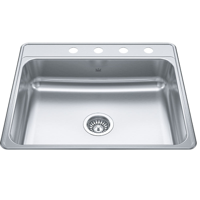 Creemore Drop-In Single 4-Hole Stainless Steel Sink, 22x25-in H9