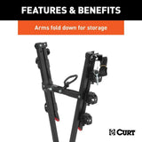 CURT 18013 Clamp-On 3-Bike Hitch Mount Bike Rack, Fits Over 2-in Receiver, Black