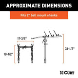 CURT 18013 Clamp-On 3-Bike Hitch Mount Bike Rack, Fits Over 2-in Receiver, Black