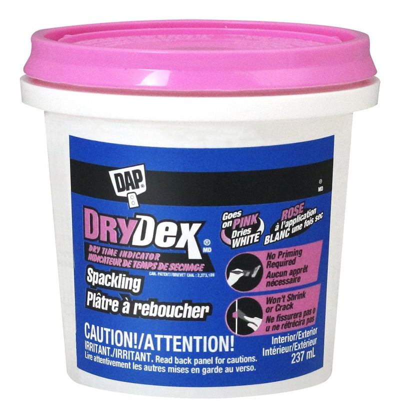 DAP DryDex Spackling, Wall Hole/Crack Repair Filler with Dry Time Indicator, 237-mL I4