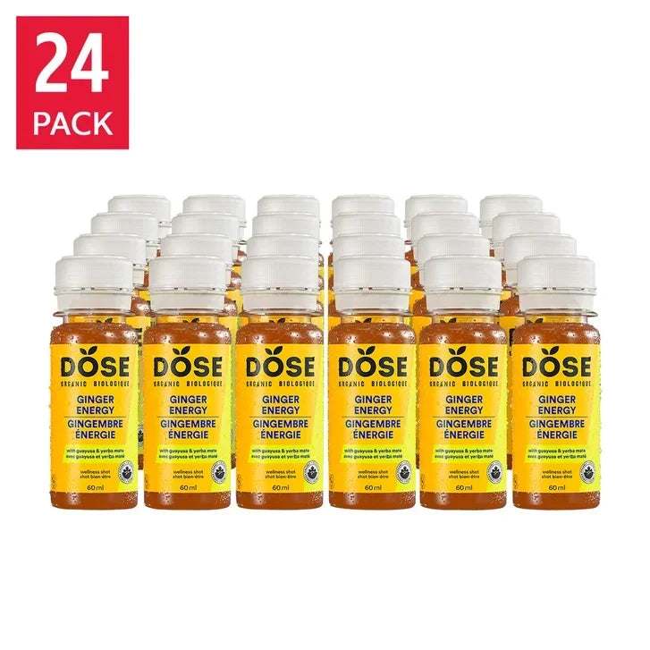 DOSE Organic Ginger Daily Booster shots, ENERGY pack, 24 x 60 mL (2 fl oz) O6