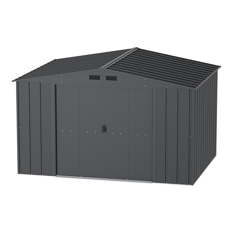 Duramax Metal Outdoor Storage Shed with Steel Frame, Dark Grey, 10-1/2-ft x 8-ft V6