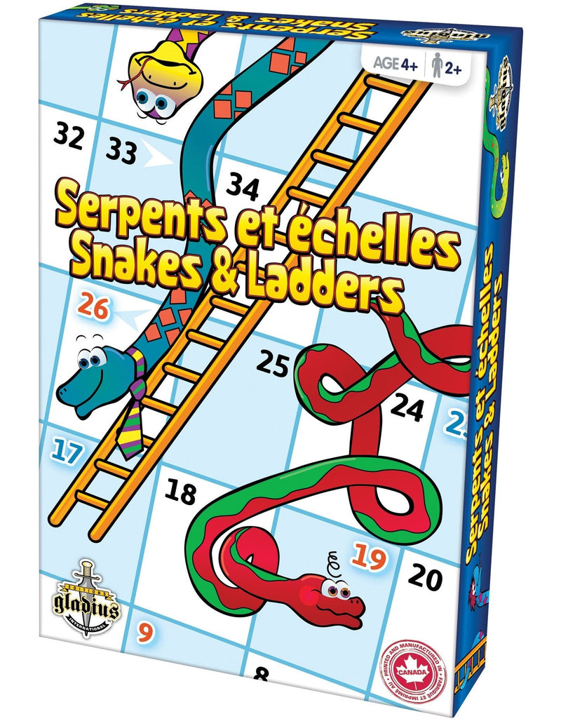 Editions Gladius Snakes & Ladders Classic Family Board Game Set, Ages 4+ M3
