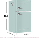 Frigidaire Retro Mini Fridge with Freezer & Side Bottle Opener-Small 2 Door Refrigerator for Office Bar or College Dorm Room-3.1 Cu Ft – 19”"D x 20.5" W x 33.5" H