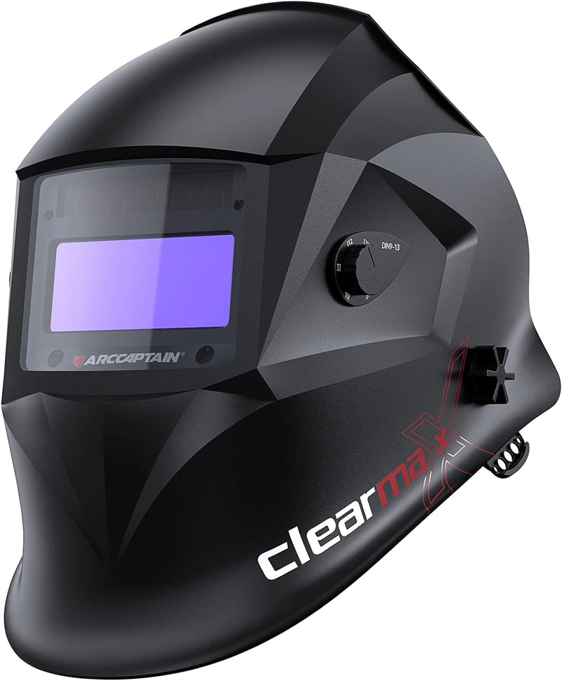 Welding Helmet Auto Darkening, True Color Solar Powered Welding Mask with 4 Arc Sensor, 1/1/1/1 Optical Clarity and Adjustable Shade 4/9-13 Welder Helmet M7