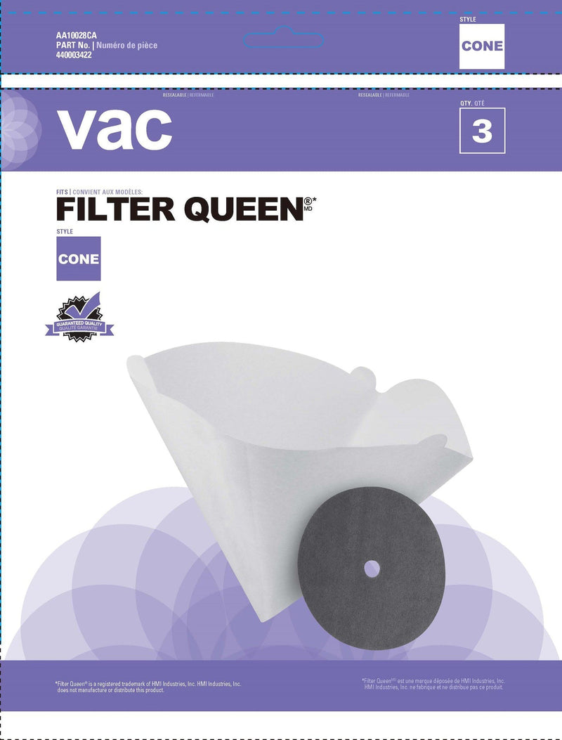 Filter Queen Replacement Canister Vacuum Cleaner Bags, 3-pk D3