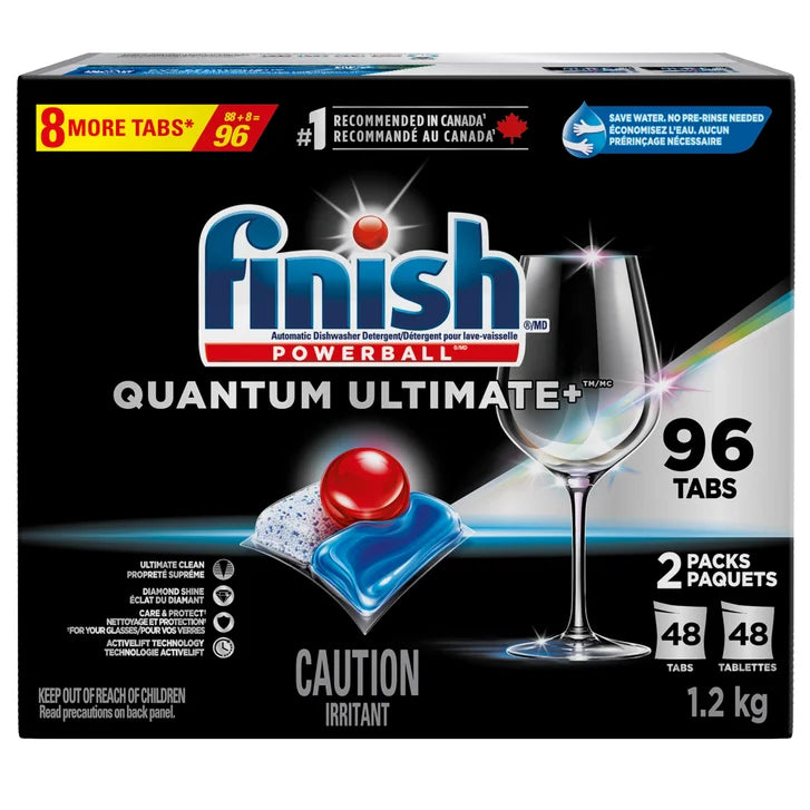 Finish Quantum Ultimate+ Dishwasher Detergent, 96 Tablets U5