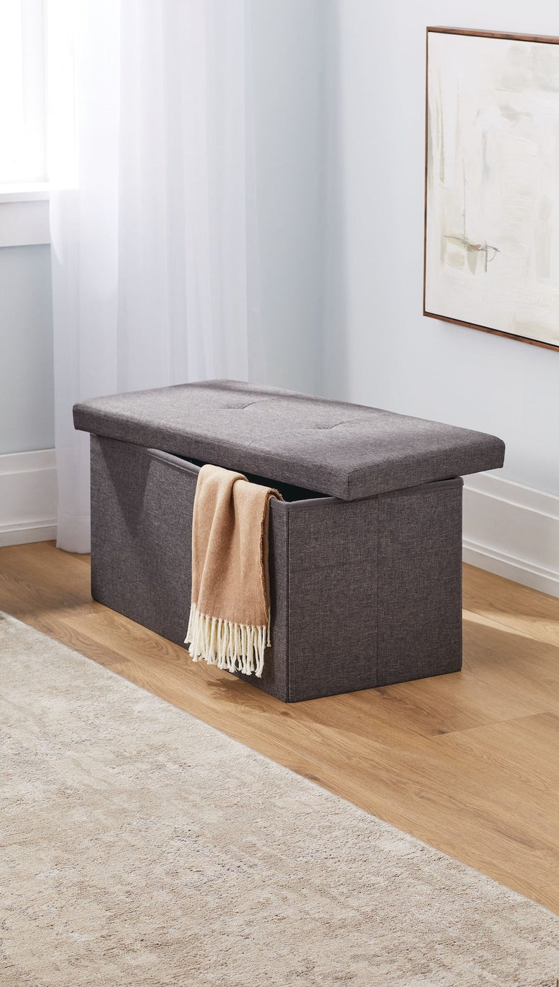 For Living Folding Double Storage Ottoman, Grey S5