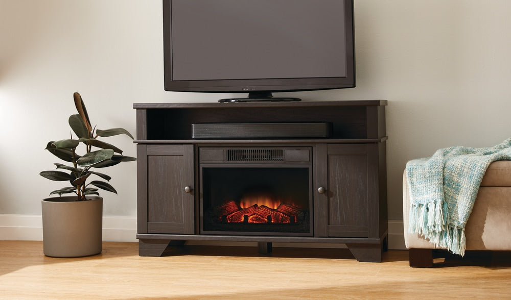 For Living Hamilton Electric Fireplace TV Stand, 44.5-in, 1500W, Brown Cappucino