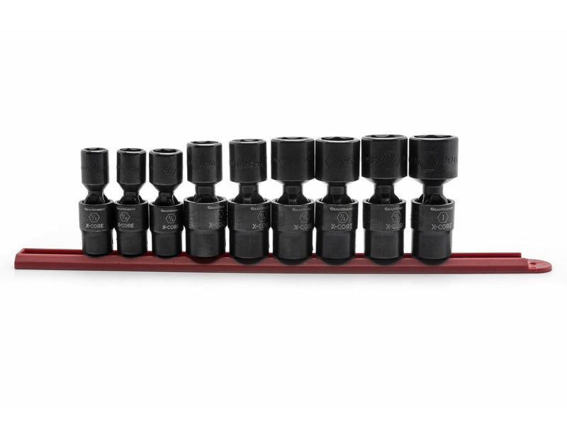GearWrench 6 Point Standard Drive X-Core Pinless Universal Impact Socket Set, SAE, 1/2-in, 9-pc X5