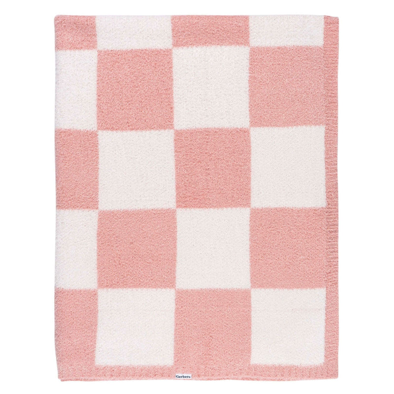 Gerber Childrenwear Pink Checkered Silky Mink Baby Blanket J8
