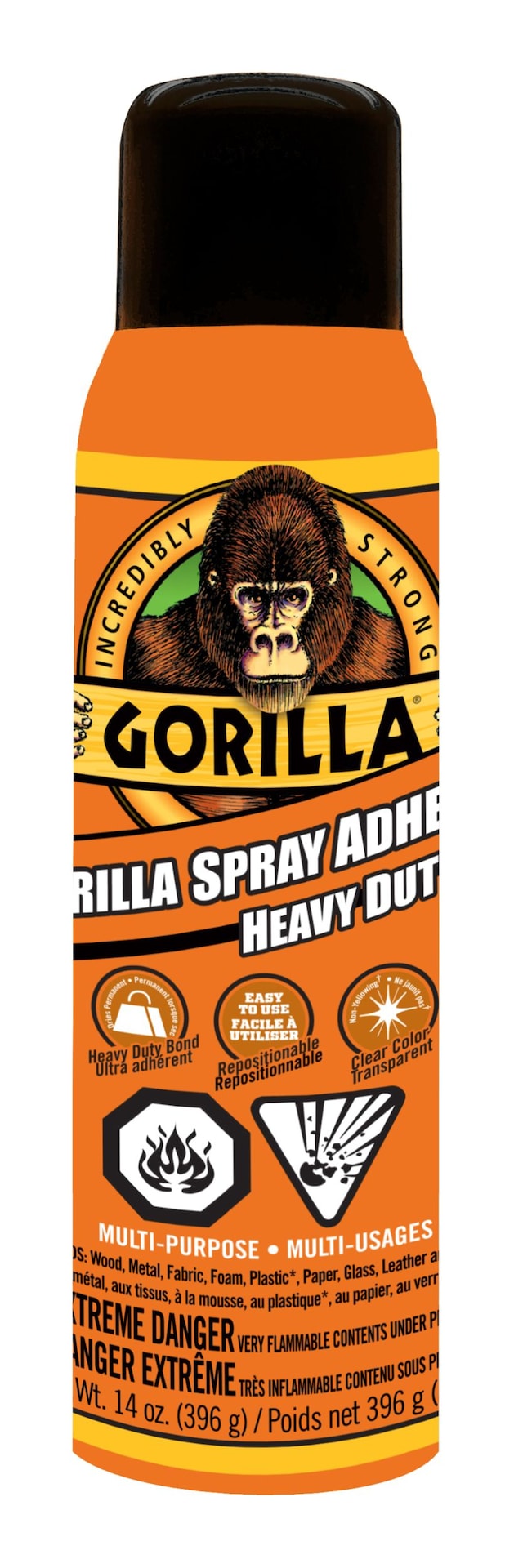 Gorilla Glue Spray Adhesive, Heavy-Duty, Weather-Resistant, Indoor/Outdoor, Clear, 1.4-oz L3
