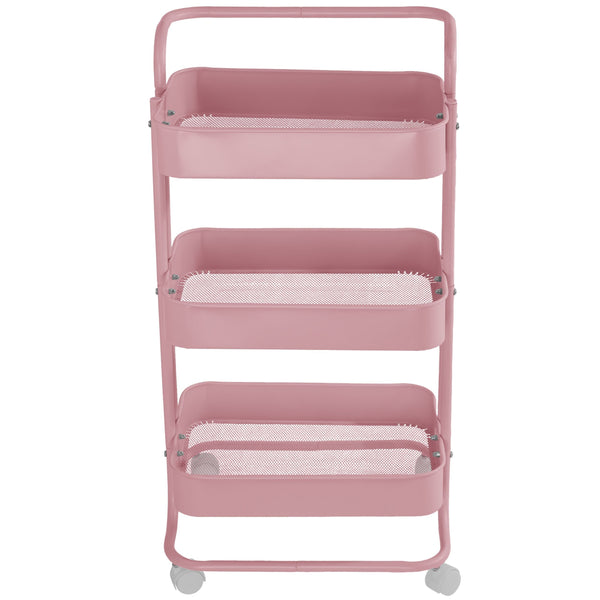 Gracious Living Three-Tier Utility Cart, Pink D3