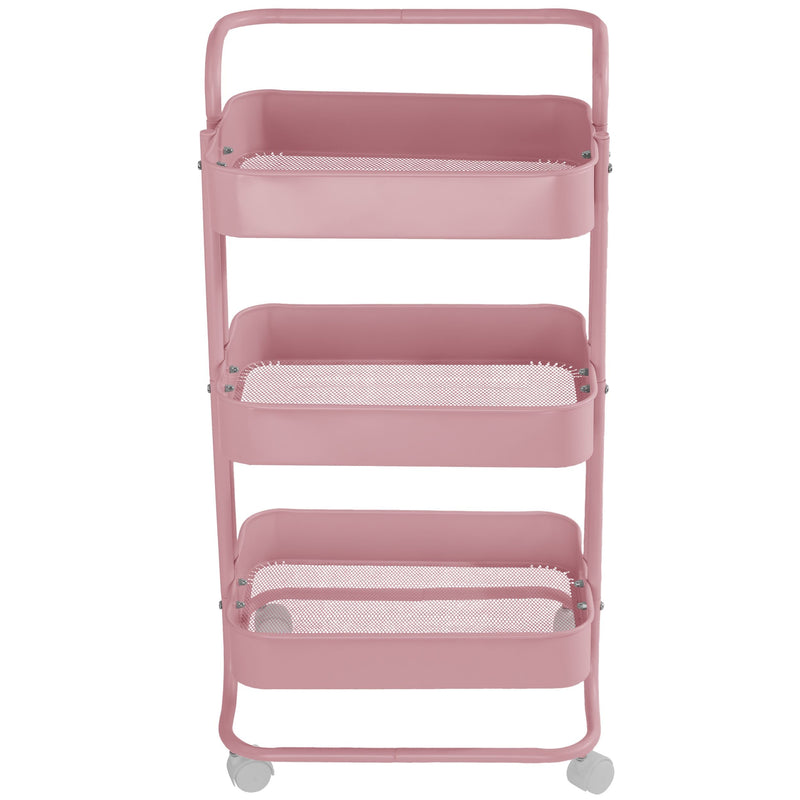 Gracious Living Three-Tier Utility Cart, Pink D3