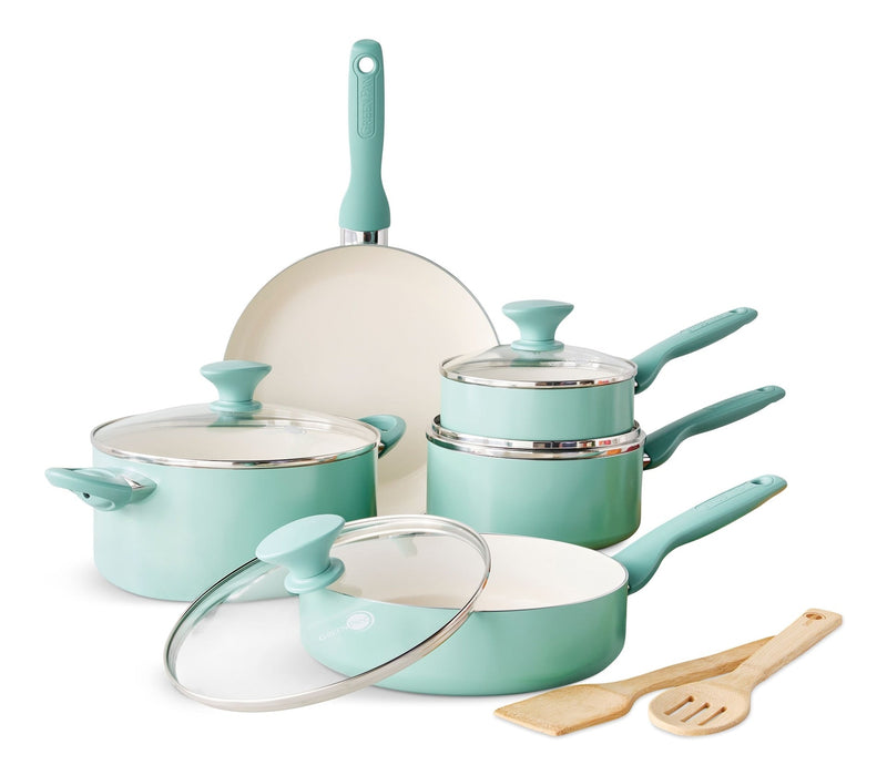 GreenPan Rio Ceramic Cookware Set, Dishwasher & Oven Safe, 11-pc N9